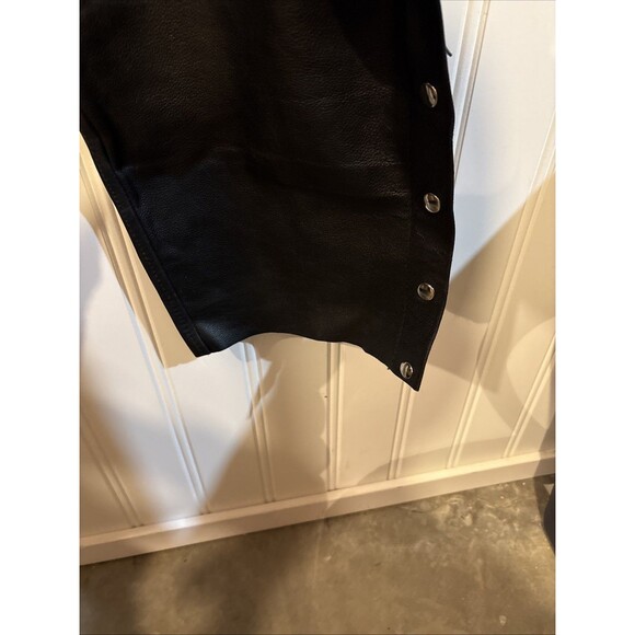 Vintage Genuine Leather Black Motorcycle Chaps Mens XL Extra Large Great Shape - Picture 4 of 15